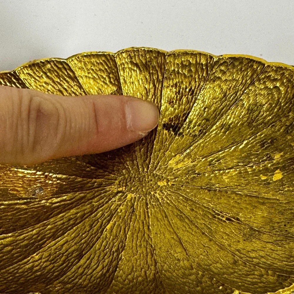 Vintage Gold toned Ormolu Soap Dish: Rose Detail, Hallway Key Tray or ring dish